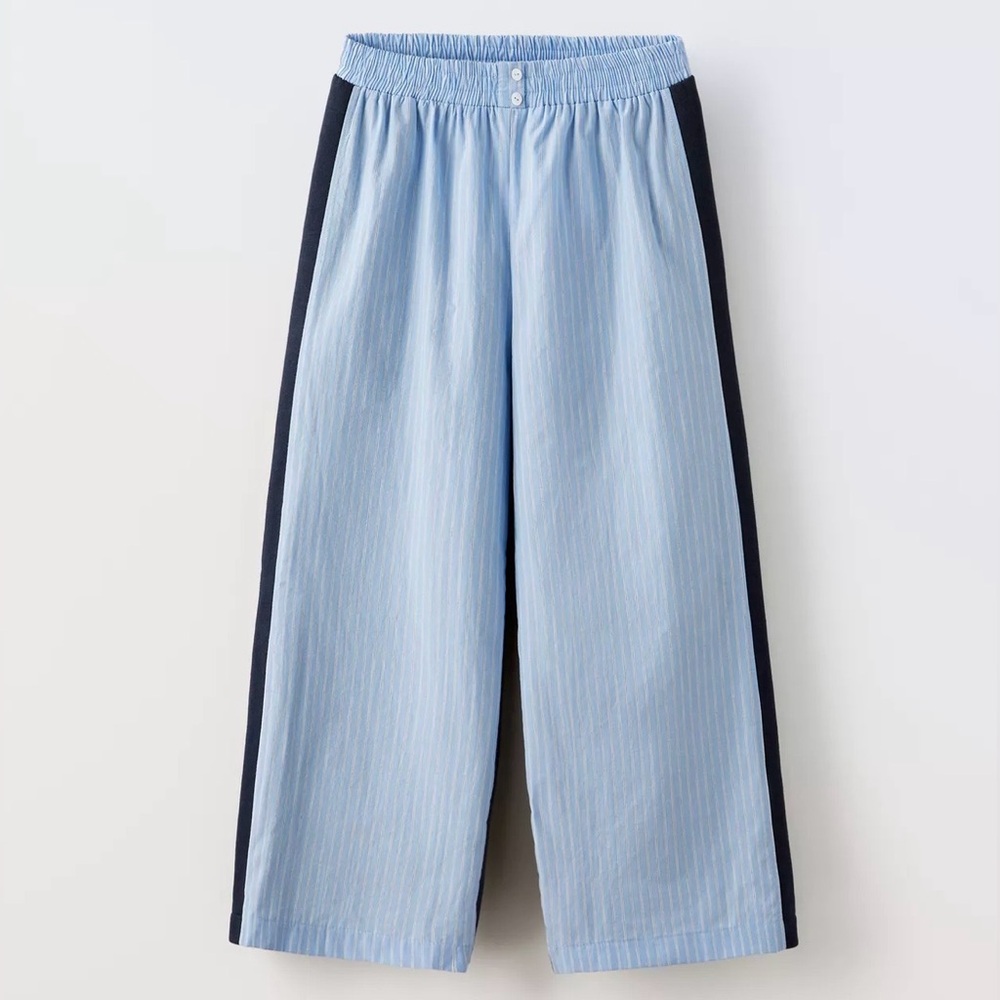 Zara Girls Contrast Striped Poplin Pants - Size 10
